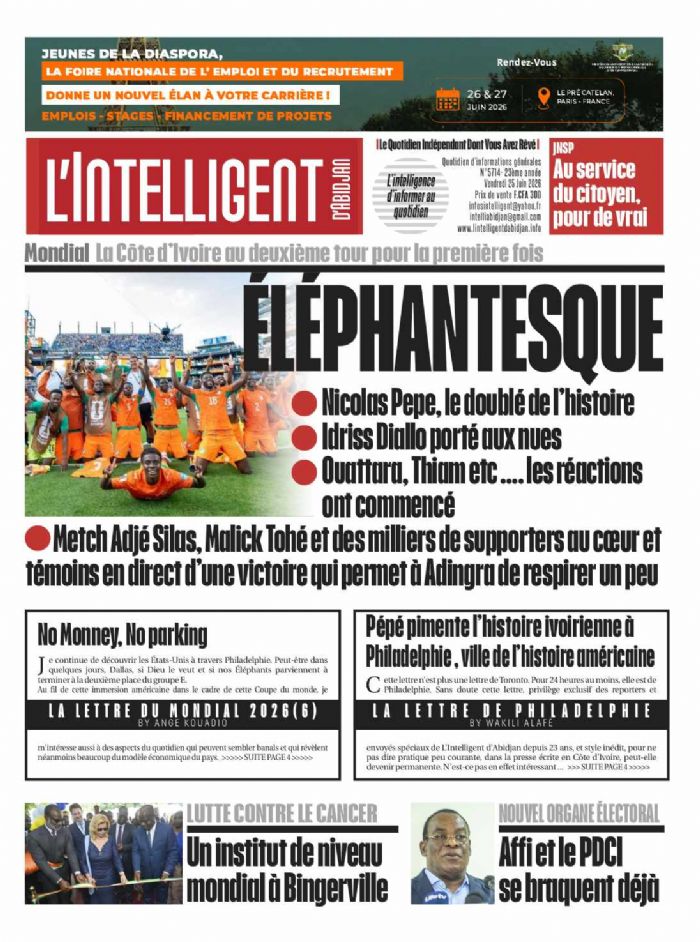 L’Intelligent en PDF:  Mondial-La Côte d’Ivoire au deuxième tour pour pour la première fois   ÉLÉPHANTESQUE